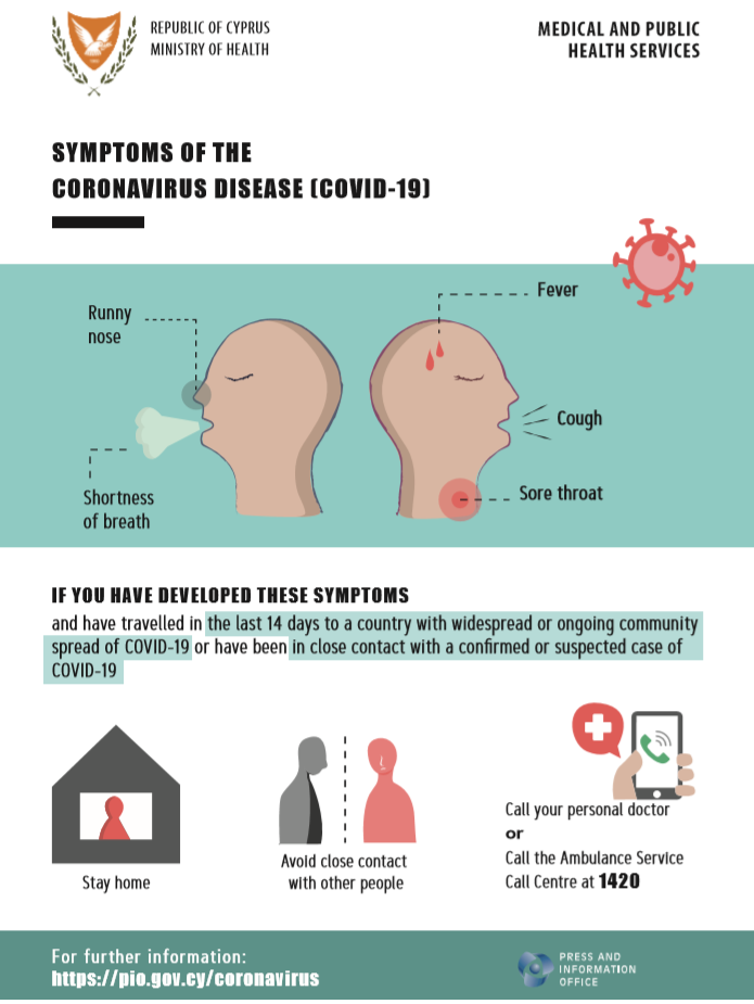 Ενημερωτικά φυλλάδια για τα συμπτώματα λοίμωξης από τον κορωνοϊό covid-19 μεταφρασμένα στις ακόλουθες γλώσσες